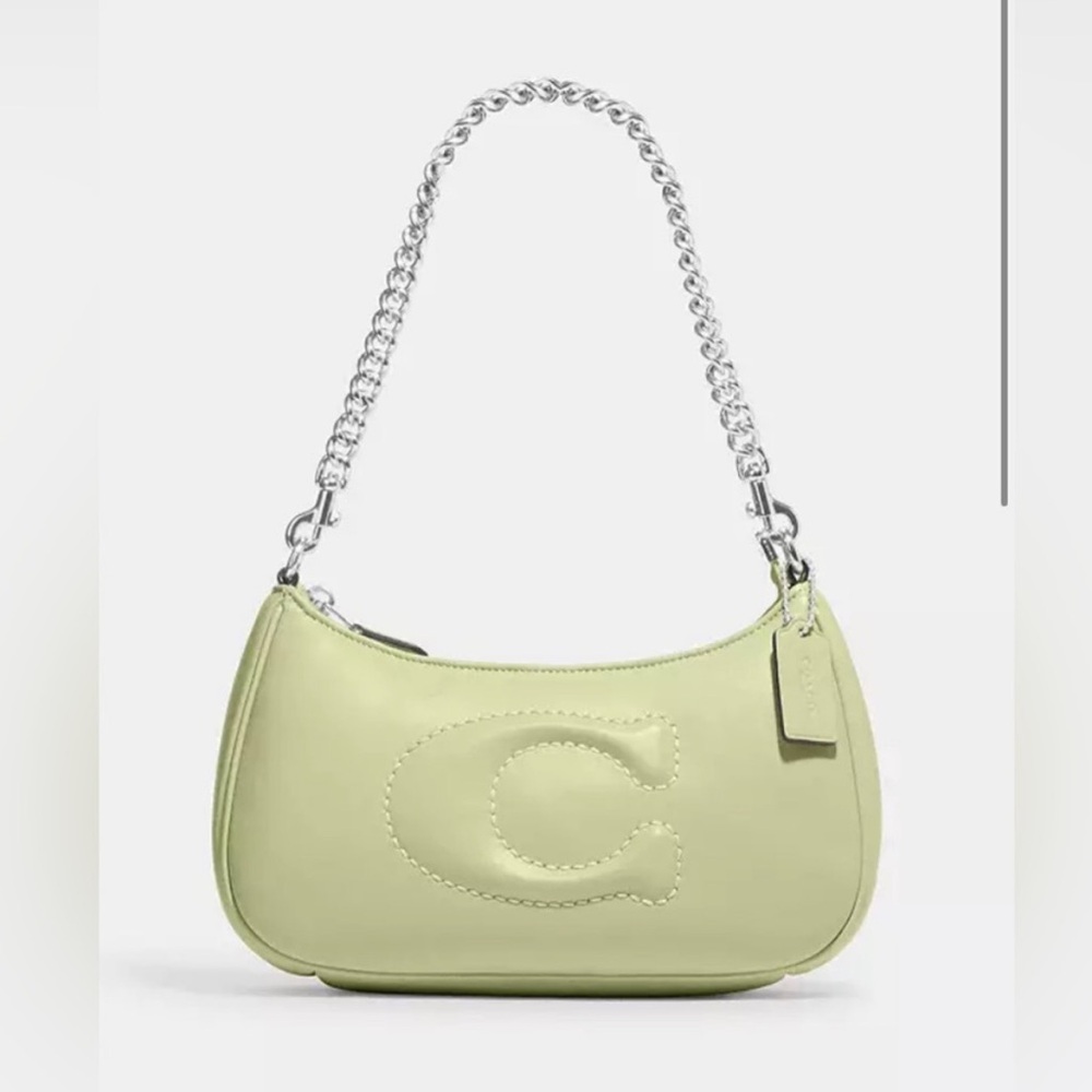 Coach Teri quilted new crossbody/Shoulder Bag lime green w/chain too